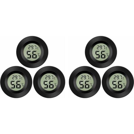 Paquete de 6 higrómetros y termómetros digitales LCD para humidificadores, deshumidificadores, invernaderos, sótanos y habitaciones de bebé.