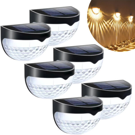 Paquete de 6 luces solares de pared, luces solares tipo puente, iluminación exterior impermeable para valla, decoración navideña para jardín