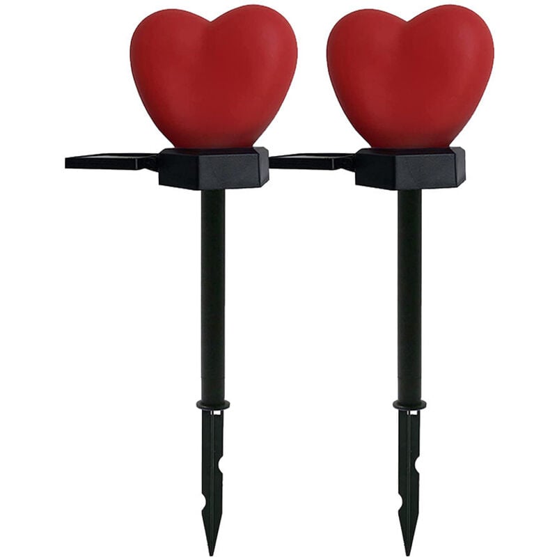Paquete de 6 luces solares en forma de corazón rojo para el día de San Valentín, decoración impermeable al aire libre en forma de corazón para camino