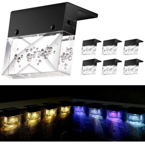 Paquete de 6 luces solares impermeables para vallas de exterior, luces de jardín, decoración de patio, LED blanco cálido