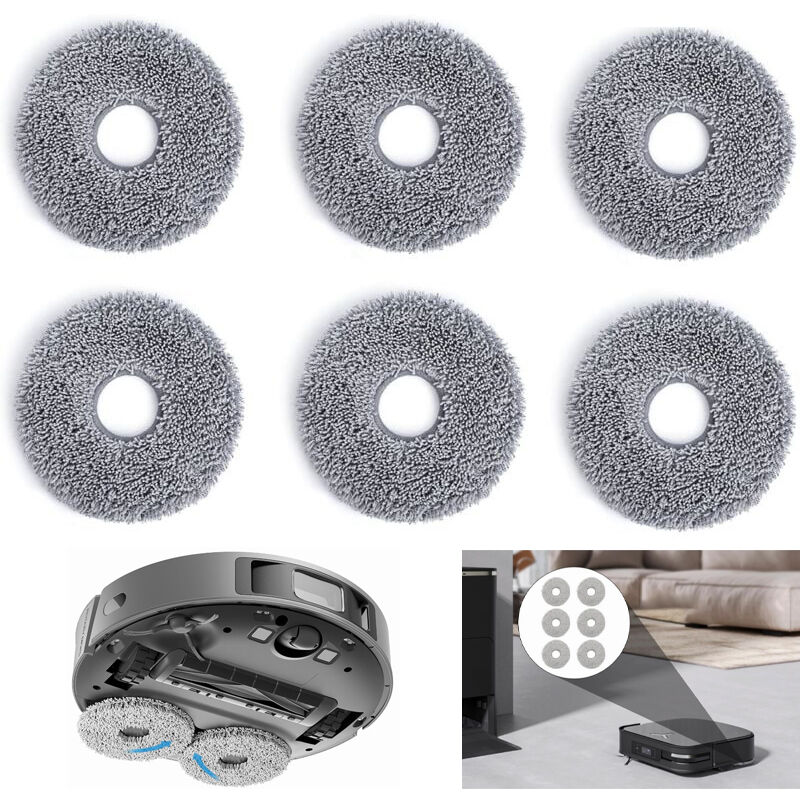 Paquete de 6 paños de limpieza de microfibra reutilizables para Ecovacs deebot T30 omni/pro Accesorios originales lavables a máquina (robot aspirador)