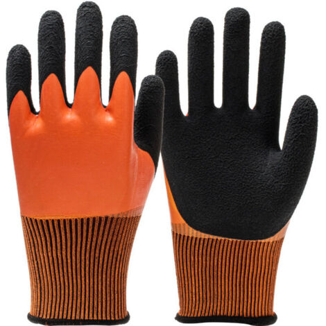 Paquete de 6 pares de guantes de trabajo impermeables, guantes impermeables de látex, protección duradera para jardinería y trabajos de fábrica (L: 24,5-25 cm)