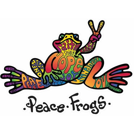 Paquete de 6 pegatinas de vinilo para coche Hope Peace Frogs, para exteriores, para ventanas, parachoques, portátiles o manualidades.