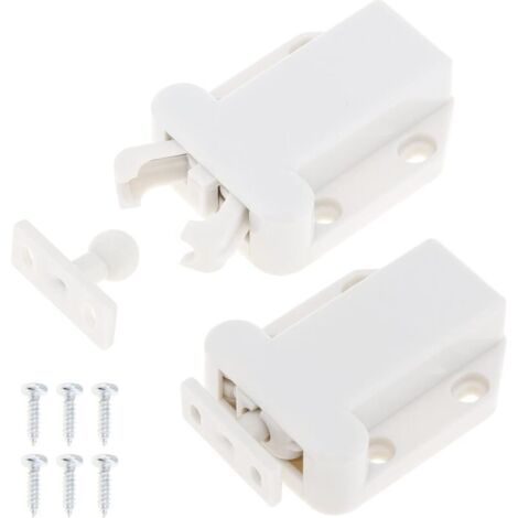 Paquete de 6 pestillos de apertura rápida para gabinetes, de presión, no magnéticos, para cajones, puertas de muebles y armarios. Liberación rápida, color blanco.
