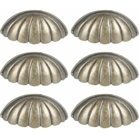 Paquete de 6 pomos con forma de concha náutica, pomos vintage para armarios, cajones y cómodas.