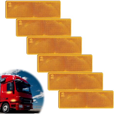 Paquete de 6 reflectores autoadhesivos de 14,8 x 4,8 cm, rectangulares, amarillos, para remolques, bicicletas, motocicletas, remolques, coches, camiones, autocaravanas, caravanas y vallas (naranja).