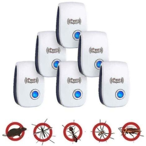 Paquete de 6 repelentes ultrasónicos para insectos y roedores, efectivos en un radio de 80 m².