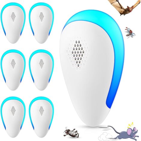 Paquete de 6 repelentes ultrasónicos para ratones e insectos - Protección electrónica para el hogar - Sin químicos