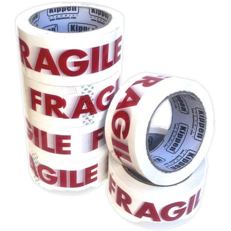 Paquete De 6 Rollos Cinta Adhesiva Para Embalaje Escritura Fragil 66mt X 48mm -