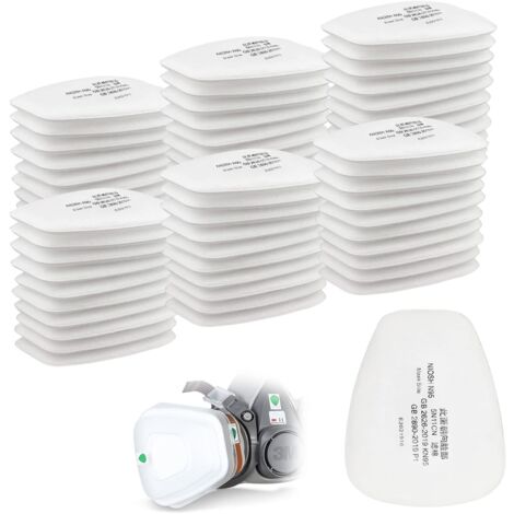 UGREAT Paquete de 60 filtros de algodón 3M, filtro de máscara facial completa, filtro de inserción 5n11 CN, filtro de algodón para filtros 6000, 6200, 6800, 7501, 7502, FF402 (blanco)