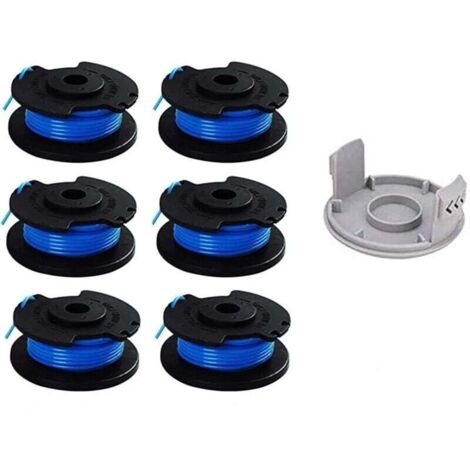 Paquete de 7 carretes de repuesto para desbrozadora Ryobi, compatibles con la desbrozadora inalámbrica Ryobi One+ AC14RL3A, 6 carretes + 1 tapa.