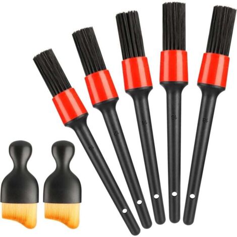 Paquete de 7 cepillos de limpieza para coche, cepillo para detalles, cepillo suave para coche, motocicleta, limpieza de ruedas y salpicadero.