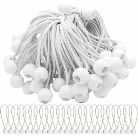 Paquete de 75 cuerdas elásticas con bolas elásticas: ideales para asegurar carpas para fiestas, carpas, pancartas y lonas.