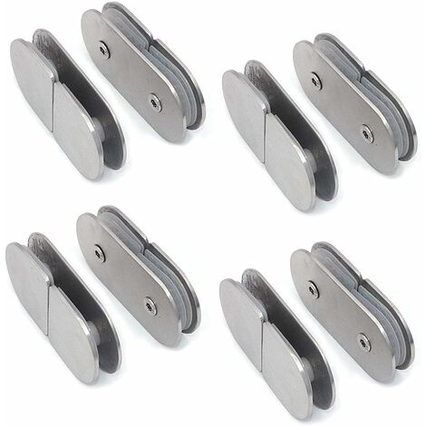Paquete de 8 abrazaderas de vidrio de acero inoxidable 304 de 180 grados, soporte de estante de vidrio, adecuado para panel de vidrio de 8-12 mm de espesor, acabado cepillado
