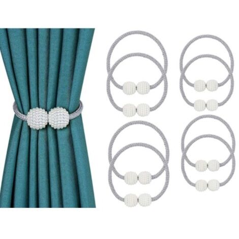 Paquete de 8 abrazaderas magnéticas para cortinas, cierres, trabillas y accesorios para cortinas y persianas, para decoración de hogar, oficina y restaurante (gris)