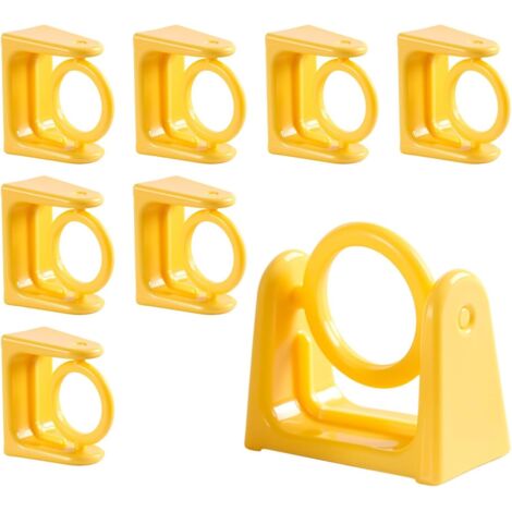 Paquete de 8 anillos giratorios para barra de cortina, sin necesidad de taladrar, fijación ajustable, anillo giratorio autoadhesivo de 360°, también se puede usar como gancho para ropa, blanco