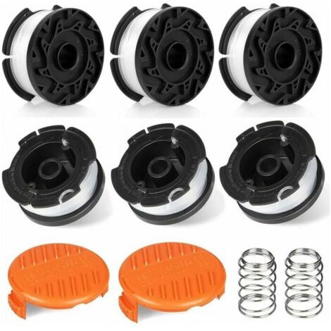 Paquete de 8 carretes para recortadora de césped, compatibles con carretes para recortadora de césped Black & Decker, carretes para recortadora de césped (6 hilos para recortadora de césped, 2 tapas, 