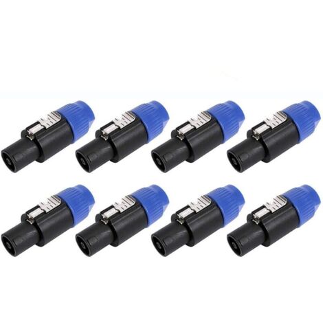 Paquete de 8 conectores de audio, conector de altavoz de 4 polos, bloqueo giratorio, compatible con Speakon NL4FC, NL4FX, NLT4X.