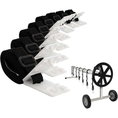 Paquete de 8 correas y clips para carrete de cubierta solar de piscina, para tubos huecos