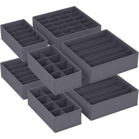 Paquete de 8 divisores de cajones, organizador de ropa interior plegable, para sujetadores, bragas, calcetines y corbatas, cajas de tela para guardar ropa interior, gris RUS08GY