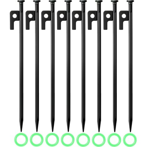 Paquete de 8 estacas de anclaje al suelo de 40 cm, de metal resistente, resistentes a las tormentas, para acampar al aire libre y senderismo
