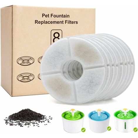Paquete de 8 filtros de fuente de agua para gatos - Filtros con resina y carbón activado para dispensador automático de agua para plantas