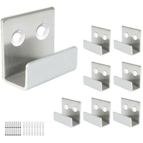 Paquete de 8 ganchos de pared, soporte de pared de espejo de acero inoxidable, capacidad de carga 50 kg, adecuado para baño, cocina, gancho resistente, soporte de exhibición de marco de fotos