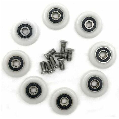 Paquete de 8 ruedas de repuesto para mampara de ducha de 23 mm de diámetro.