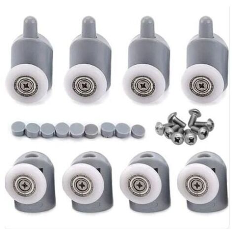 Paquete de 8 ruedas para mampara de ducha, ruedas dobles ajustables, ruedas para mampara de baño, 25 mm (5 superiores y 5 inferiores)