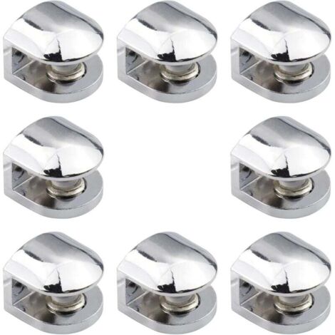 Paquete de 8 soportes ajustables para estantes de vidrio de aleación de zinc, adecuados para vidrio de 8 a 10 mm de espesor.
