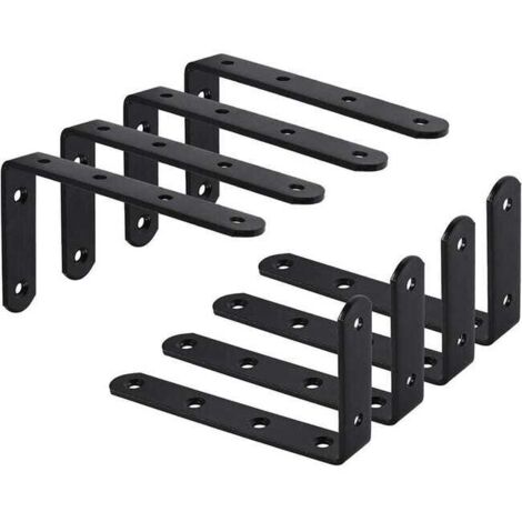 Paquete de 8 soportes de pared, soporte en forma de L, soporte fijo, soporte para colgar muebles, 125x75x3 mm