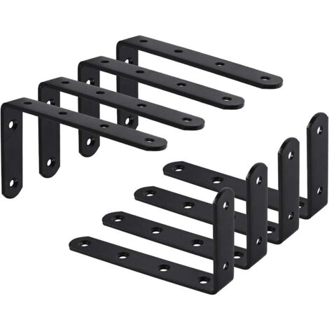 Paquete de 8 soportes para estante de pared, soporte en forma de L, soporte fijo, gabinete colgante, estante de pared de 125x75x3 mm