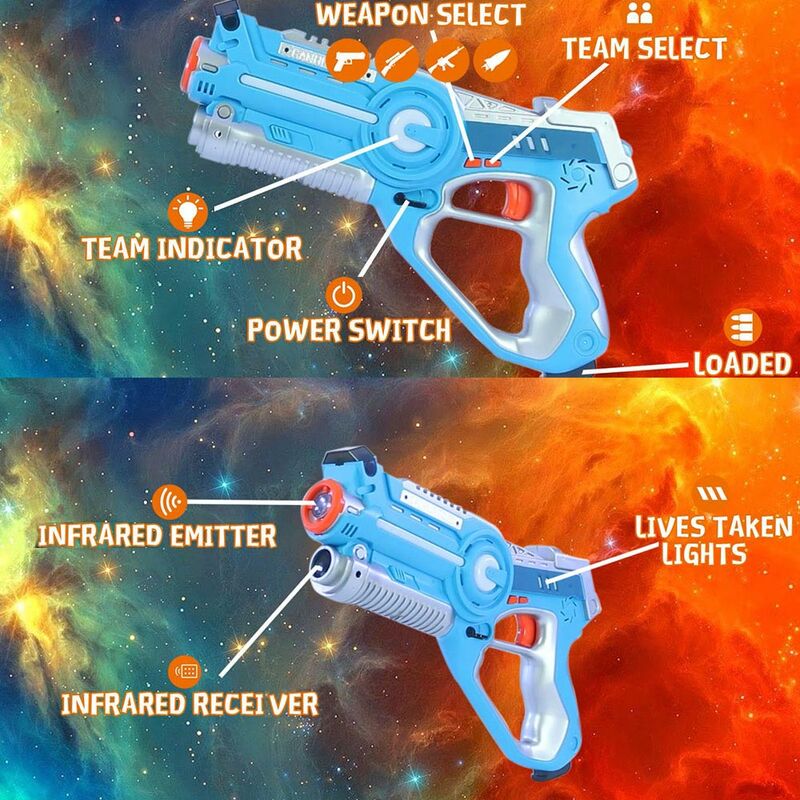 

Paquete de batalla laser infrarrojo con etiqueta laser Blaster con gusanos mecanicos Actividad familiar en interiores y exteriores para ninos y