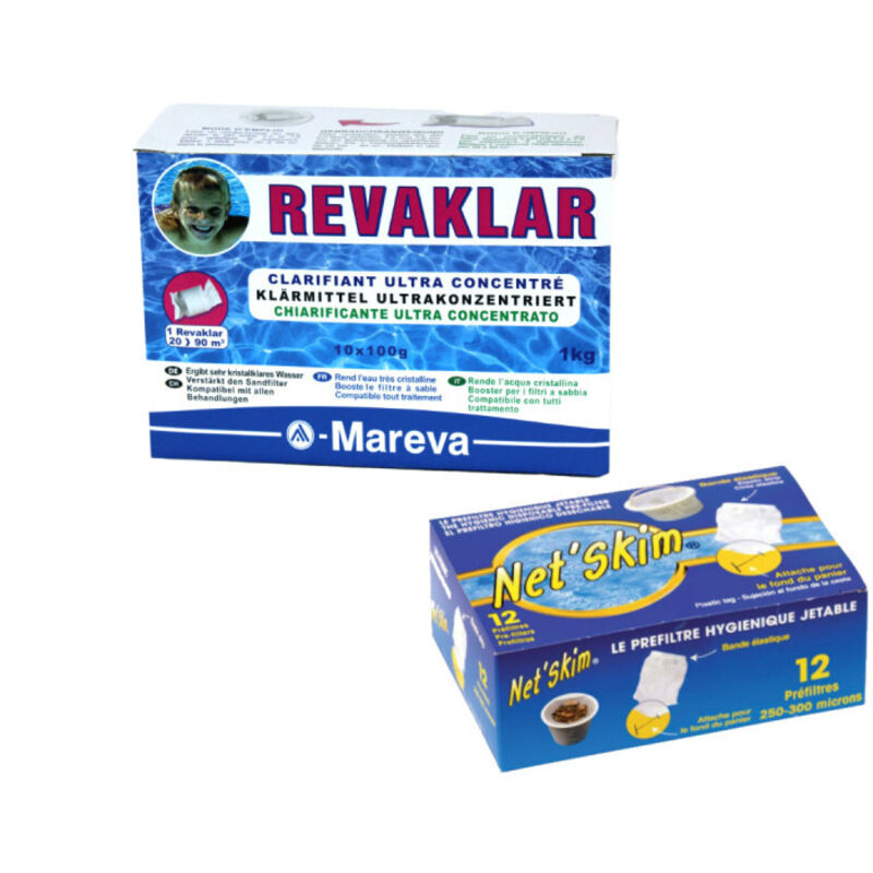 Paquete De Cartuchos Clarificadores Mareva Reva-Klar - 1 Kg - Prefiltros Desechables Net'Skim