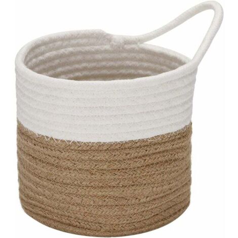 paquete de cestas colgantes de cuerda de algodón, cesta de almacenamiento tejida pequeña de 6,7 pulgadas, bolsa colgante para bicicleta, jardinera de tela - Fei Yu