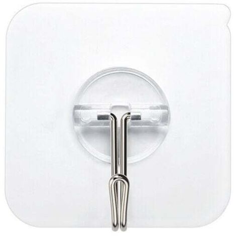 Paquete de ganchos autoadhesivos transparentes, 5 kg (máx.), para colgar en el baño, cocina, techo, pared, puerta, albornoces, toallero.