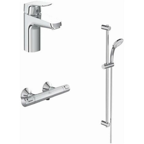 Paquete de grifería CERAFLEX termostato de ducha / combinación de ducha cromado con grifo de lavabo IDEAL STANDARD