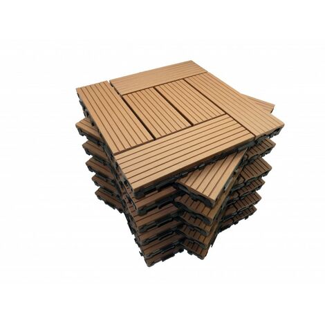 Paquete de losas de terraza de 1m² de madera composite clásica (11 piezas 30 x 30 cm)