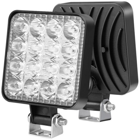 Paquete de luces de trabajo LED cuadradas de 3,3 pulgadas, 48 W, 12 V, mini focos de conducción para vehículos todoterreno, camiones, SUV, tractores 4x4 y faros antiniebla.