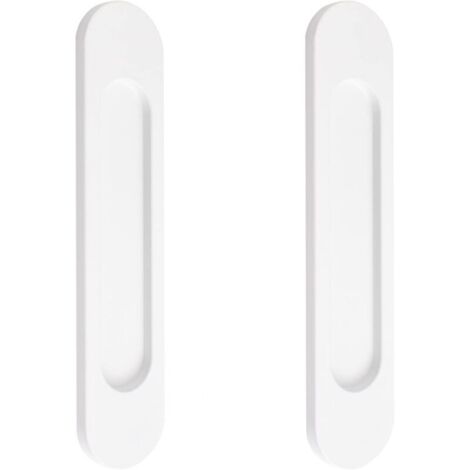 Paquete de manijas de puerta corredera ovaladas plateadas de 15 cm, manijas de puerta de aluminio planas autoadhesivas para puertas correderas estilo granero, no requieren perforación