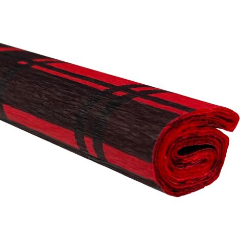 Paquete de papel crepé 50x200 cuadros negro sobre rojo 10 rollos