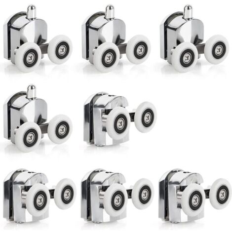 Paquete de rodillos para mampara de ducha de 23 mm (superiores e inferiores, 4 superiores y 4 inferiores) (23 mm - 8 piezas) (Doble 23 mm - 8 piezas)