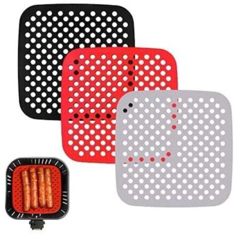 Paquete de tapetes de silicona KZQ para freidora de aire caliente, revestimientos reutilizables para freidora de aire caliente, revestimiento perforado - tapete de 19 cm de largo para freidora de aire
