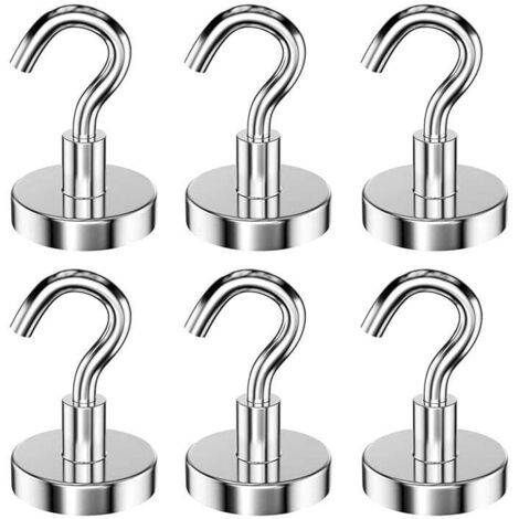 Paquete KZQ de ganchos magnéticos de 32 mm, fuerza de tracción de 34 kg, ganchos magnéticos fuertes extraíbles, ganchos magnéticos de neodimio redondos para refrigeradores de cocina, techo, grandes