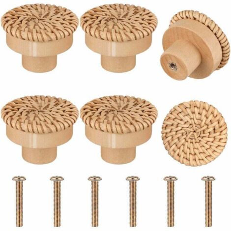 Paquete KZQ de pomos para muebles de madera y ratán, tiradores para cajones, pomos redondos para puertas de armarios, armarios, cómodas, muebles de cocina, tiradores, pomos – marrón