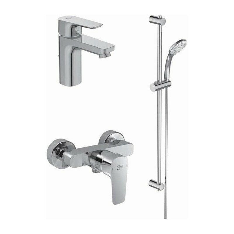 

Paquete mezclador CERAPLAN III y combinación de ducha cromada con mezclador de ducha IDEAL STANDARD