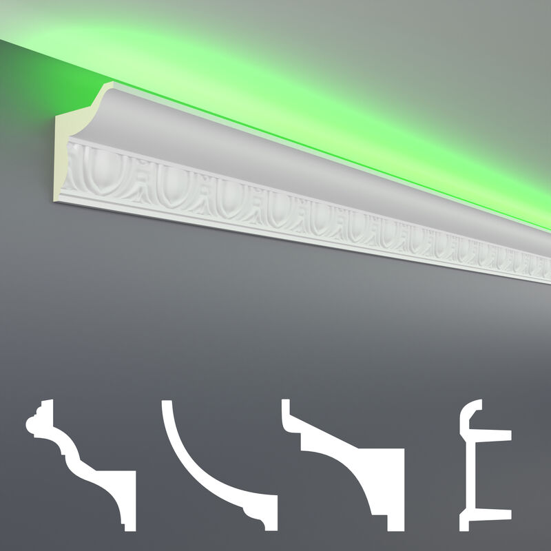 Paquets économiques LED-1 à LED-20 Profil PU - éclairage indirect, opaque: 10 mètre, LED-3 / 58x48mm