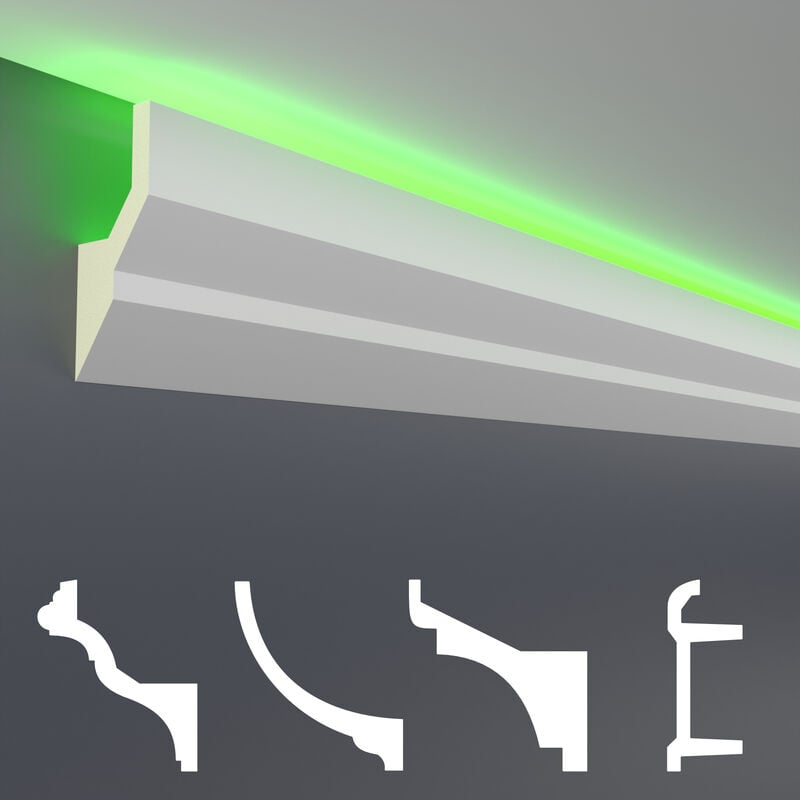 Hexim - Paquets économiques LED-1 à LED-20 Profil pu - éclairage indirect, opaque: LED-9 / 100x40mm, 2 mètres