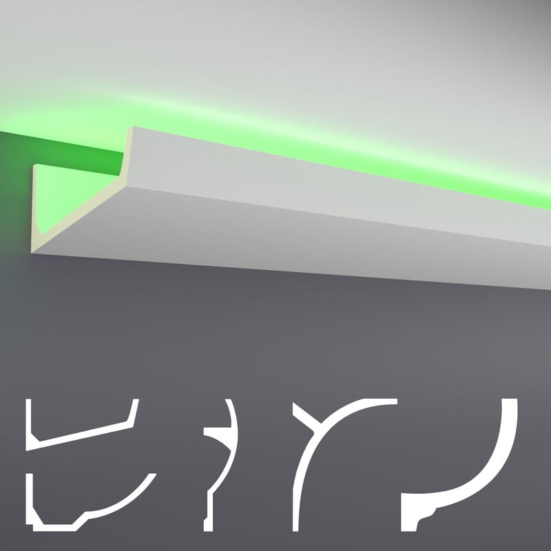 Hexim - Paquets économiques LED-1 à LED-20 Profil pu - éclairage indirect, opaque: 2 mètres, AB273 / 180x82mm