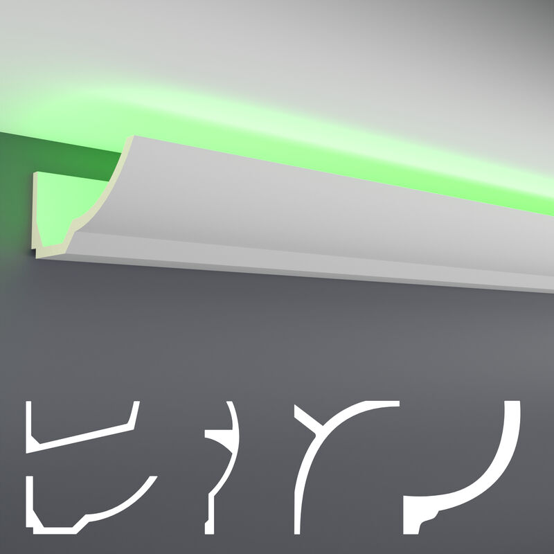 Paquets économiques LED-1 à LED-20 Profil PU - éclairage indirect, opaque: 2 mètres, AB272 / 180x80mm